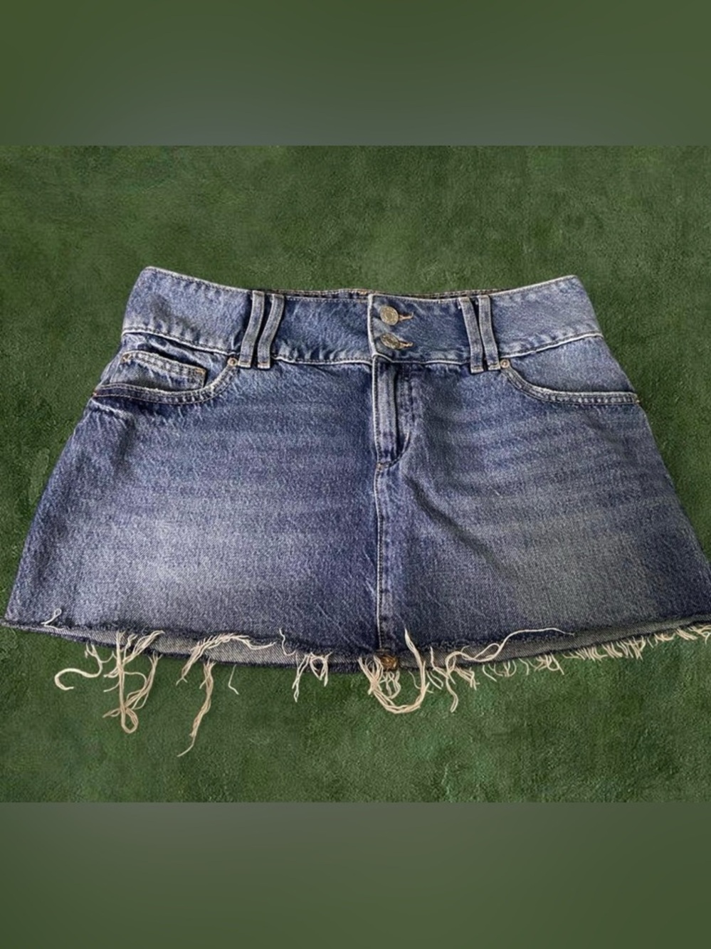 Garage Denim Mini Skirt in Distressed Blue